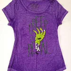 Rocker Girl All Access Purple Burnout Short Sleeve Top Juniors Lg 11/13